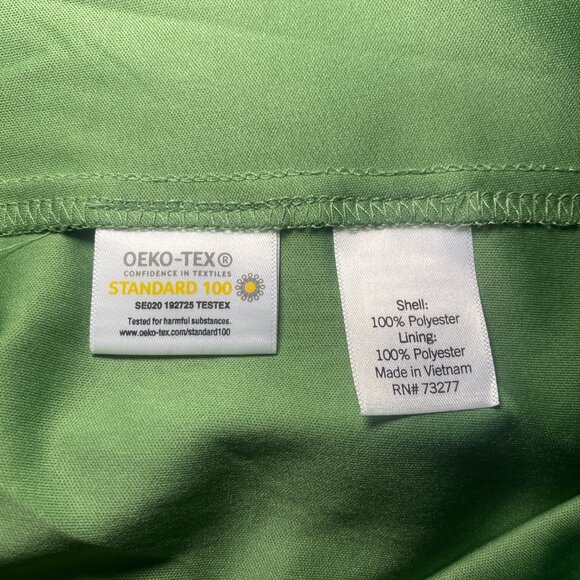 LC Lauren Conrad Green Polka Dot Womens L Blouse Flowy Sheer Chiffon Boho EUC - Picture 4 of 8